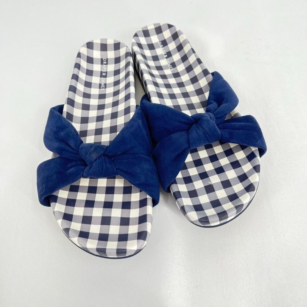 Draper James Stella Slides Size 10 In Blue Gingham Slipper, Casual, Summer